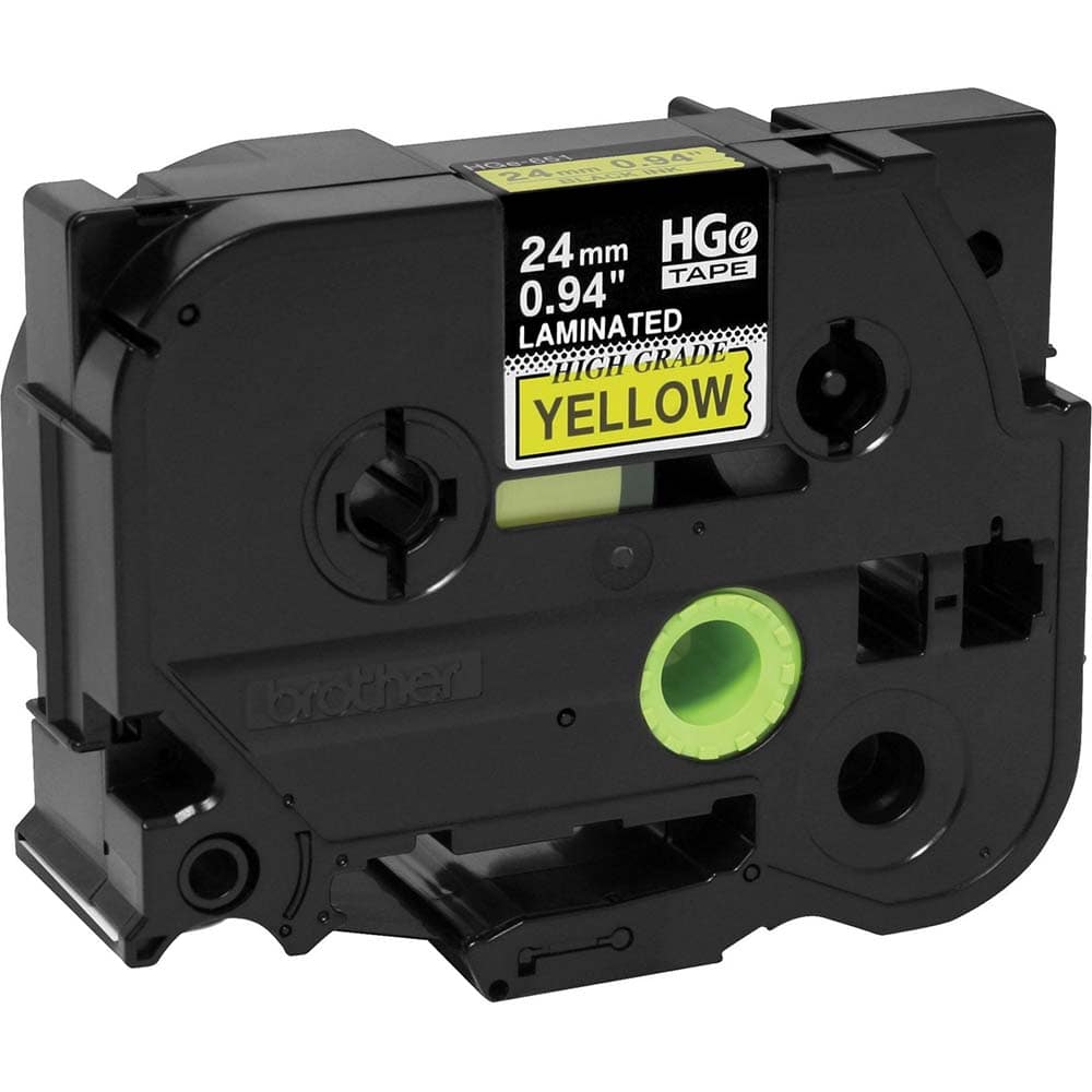 Brother - Labels, Ribbons & Tapes; Type: Label Tape ; Color: Black on Yellow ; For Use With: PT-9200PC; PT-9500PC; PT-9700PC; PT-9800PCN; PT-E500; PT-E550W; PT-E800W; PT-P750WVP; PT-P900; PT-P900W; PT-P950NW P-Touch Label Makers ; Width (mm): 24.00 ; Len - Exact Tool & Supply