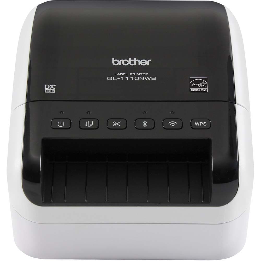 Brother - Electronic Label Makers; Type: Label Printer ; Power Source: 110-120V AC 50-60Hz ; Resolution: 300 x 300 ; Contents: Software; USB Cable; AC Adapter; Quick Setup Guide; Documentation; Starter Rolls - (41) Die-Cut Large Shipping Labels (DK-1247) - Exact Tool & Supply