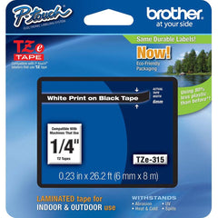 Brother - Labels, Ribbons & Tapes; Type: Label Tape ; Color: White on Black ; For Use With: GL-100; PT-1000; PT-1000BM; PT-1010; PT-1010B; PT-1010NB; PT-1010R; PT-1010S; PT-1090; PT-1090BK; PT-1100; PT-1100SB; PT-1100SBVP; PT-1100ST; PT-1120; PT-1130; PT - Exact Tool & Supply