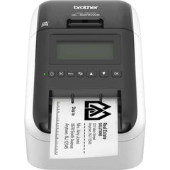 Brother - Electronic Label Makers; Type: Label Printer ; Power Source: 100-240V 50-60Hz 1.5A; Li-Ion Battery ; Resolution: 300 x 600 ; Contents: Software; USB Cable; AC Adapter; Quick Setup Guide; Documentation; Starter Rolls - (100) Die-Cut Standard Add - Exact Tool & Supply