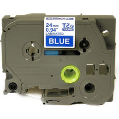 Brother - Labels, Ribbons & Tapes; Type: Label Tape ; Color: White on Blue ; For Use With: PT-1400; PT-1500PC; PT-1600; PT-1650; PT-2100; PT-2110; PT-2200; PT-2210; PT-2300; PT-2310; PT-2400; PT-2410; PT-2430PC; PT-2500PC; PT-2600; PT-2610; PT-2700; PT-2 - Exact Tool & Supply