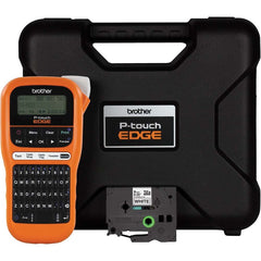Brother - Electronic Label Makers; Type: Labeling Tool Kit ; Power Source: (6) AAA Batteries; 9V DC 1.6A AC Adapter Auto Ranging Power Supply ; Resolution: 180 ; Contents: Label Printer; Carrying Case; Wrist Strap; (1) 0.35 in x 26.2 ft (9 mm x 8 m) Blac - Exact Tool & Supply