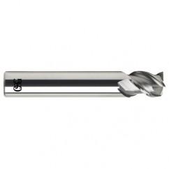 1/2 Dia. x 3 Overall Length 3-Flute .020 C/R Solid Carbide SE End Mill-Round Shank-Center Cutting-Uncoated - Exact Tool & Supply