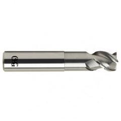 1/2 Dia. x 3 Overall Length 3-Flute .020 C/R Solid Carbide SE End Mill-Round Shank-Center Cutting-Uncoated - Exact Tool & Supply