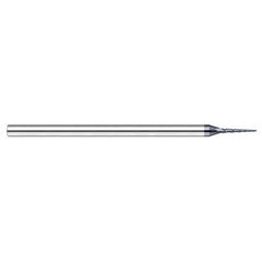 Miniature End Mills - Tapered Rib Cutters - 0.0450″ Cutter Diameter × 0.2500″ (1/4″) Length of Cut × 0.5° per side Carbide Tapered Square End Mill, 3 Flutes, AlTiN Nano Coated - Exact Tool & Supply