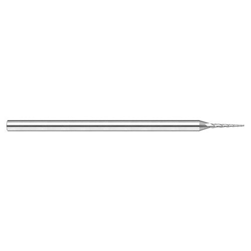 Miniature End Mills - Tapered Rib Cutters - 0.0900″ Cutter Diameter × 0.5000″ (1/2″) Length of Cut × 7° per side Carbide Tapered Square End Mill, 3 Flutes - Exact Tool & Supply