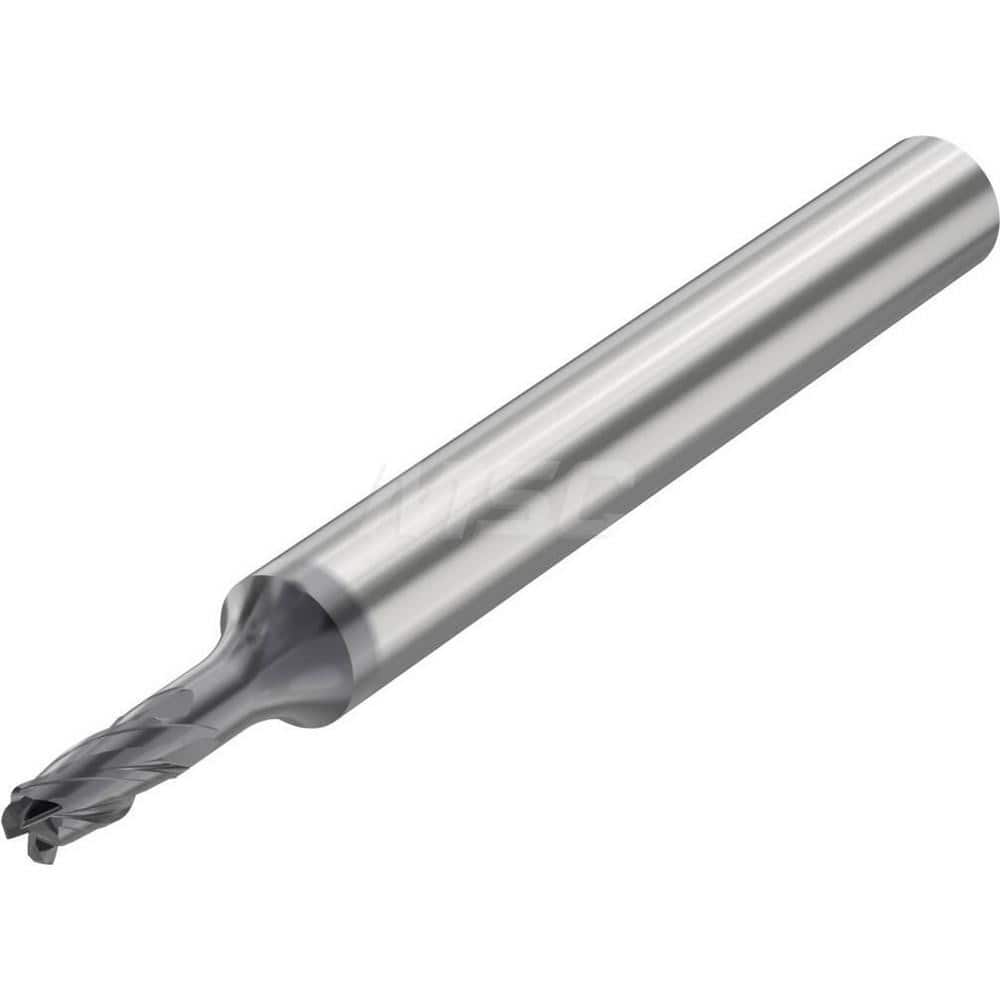 Corner Radius End Mill: 0.1969″ Dia, 4 Flutes, Solid Carbide 35 ° Helix, SIRON-A Coated, Corner Radius End, Series JSE514