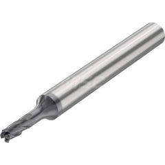 Corner Radius End Mill: 0.1969″ Dia, 4 Flutes, Solid Carbide 35 ° Helix, SIRON-A Coated, Corner Radius End, Series JSE514