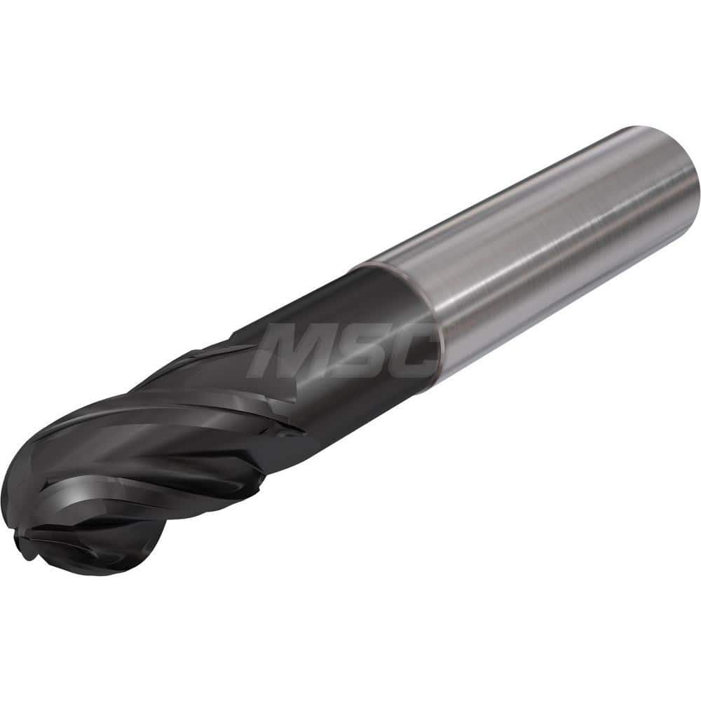 Ball End Mill: 0.625″ Dia, 4 Flute, Solid Carbide 5″ OAL, 5/8″ Shank Dia, 38 ° Helix, TiAlCN Coated, Single End, Series Flash Solid