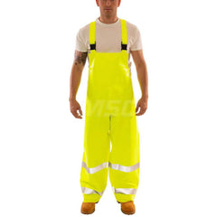 Bib Overalls: Size 5X-Large, PVC on Non-Woven Nomex Fluorescent Yellow ™Green, 32-1/2″ Inseam, Snaps Closure