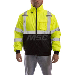 Jackets & Coats; Garment Style: Jacket; Size: 5X-Large; Gender: Unisex; Material: 300D PU Coated Polyester; Closure Type: Zipper; Seam Style: Stitched; Taped; Material Weight: 5.9 oz; Features: 2 in Silver Reflective Tape; Waterproof; 2 Mic Tabs; Hi-Visib