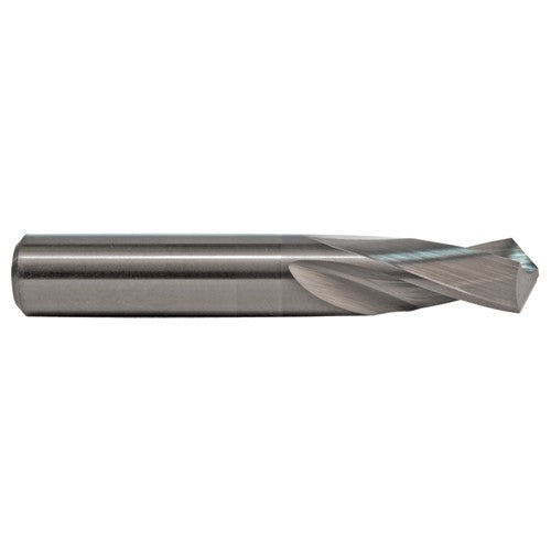 #41 Dia. × 0.096″ Shank × 1/2″ Flute Length × 2″ OAL, 3XD, 118°, Uncoated, 2 Flute, External Coolant, Round Solid Carbide Drill - Exact Tool & Supply