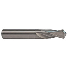 #21 Dia. × 0.159″ Shank × 3/4″ Flute Length × 2″ OAL, 3XD, 118°, Uncoated, 2 Flute, External Coolant, Round Solid Carbide Drill - Exact Tool & Supply