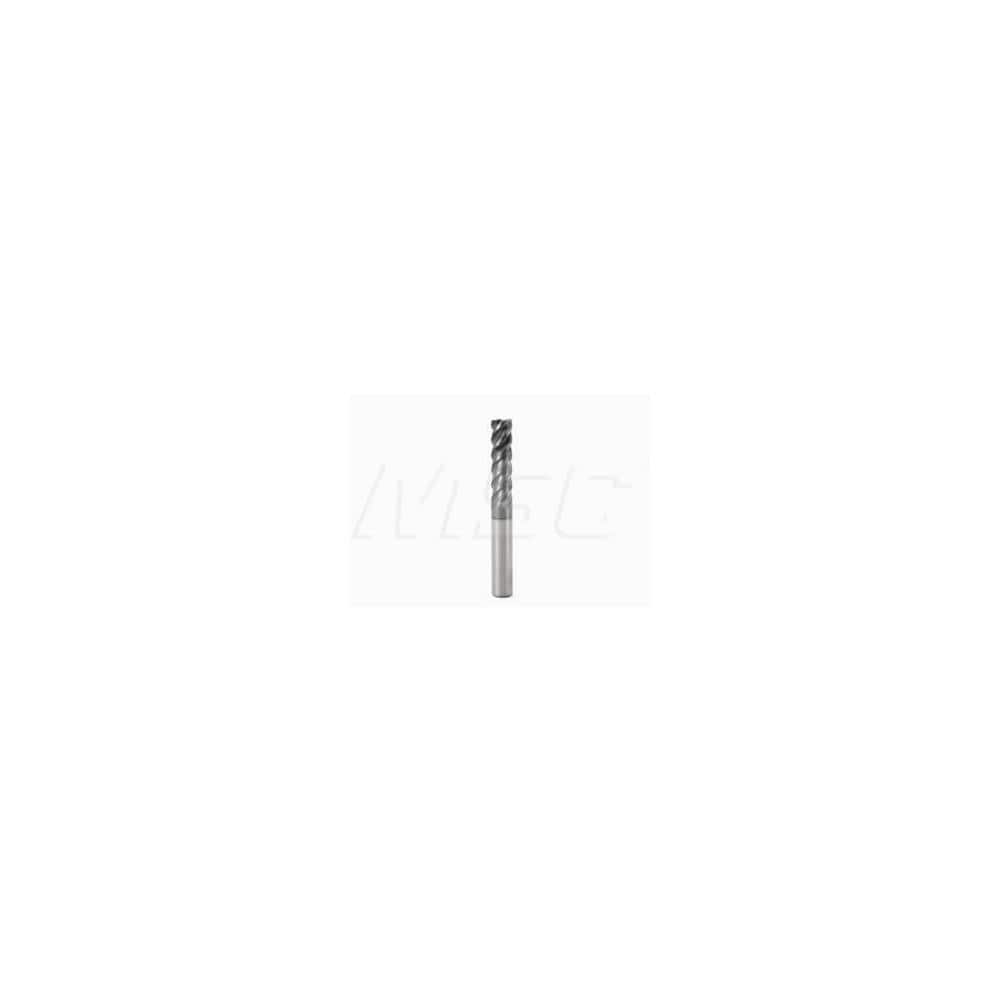 Corner Radius End Mill: 0.9843″ Dia, 4 Flutes, Solid Carbide 48 ° Helix, SIRON-A Coated, Corner Chamfer End, Centercutting, Series JS554