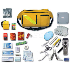 Emergency Prep Kits; Kit Type: Earthquake Survival	; Tornado; Hurricane; Container Type: Bag; Container Material: Nylon; Color: Yellow