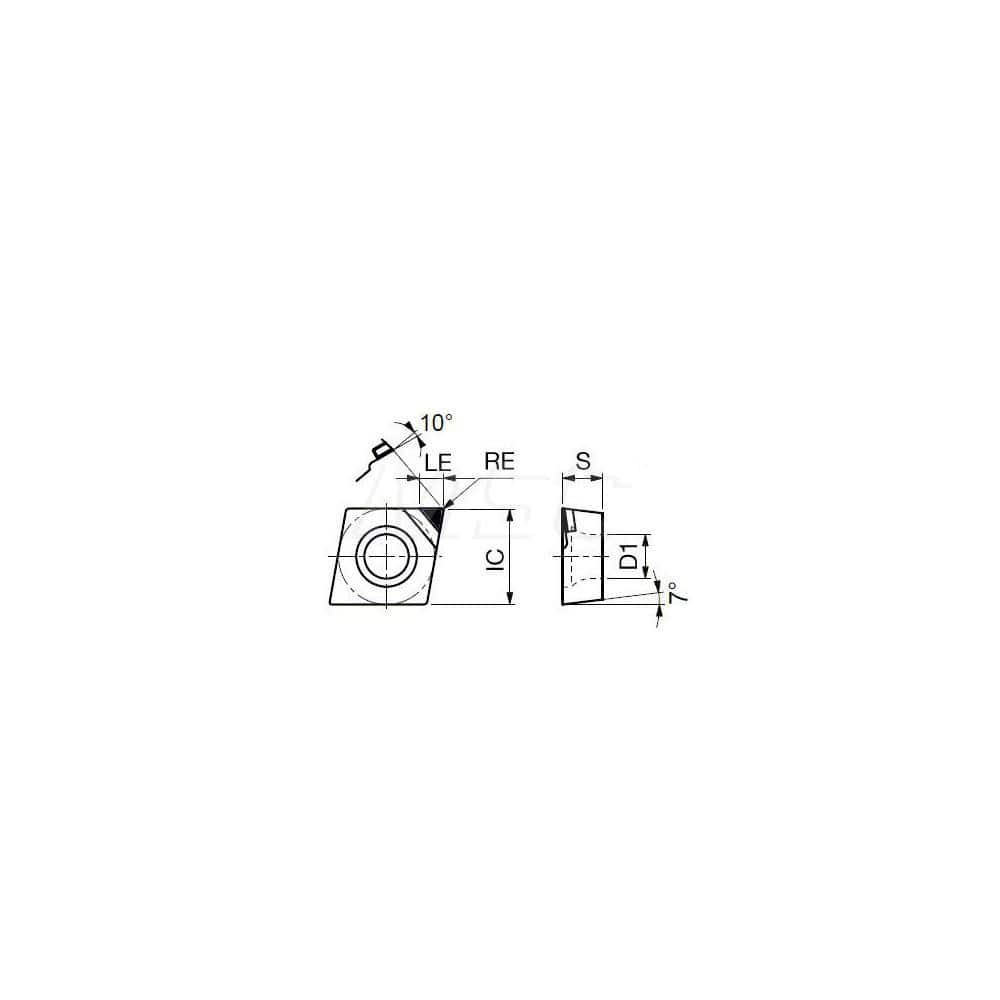 Turning Insert:  1QP-CCMT32.51 DX110,  Polycrystalline Diamond Uncoated Finish,  Neutral,  3/8″ Inscribed Circle,  0.0160″ Corner Radius,  80.0 &deg N/A Diamond,  Series  CCMT