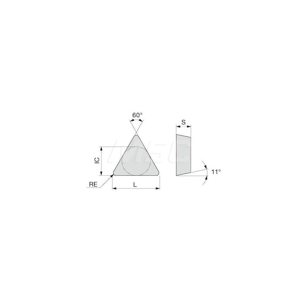Turning Insert:  TPMR221-24 T9225,  Solid Carbide TiCN, Al2O3 & TiN Finish,  Neutral,  1/4″ Inscribed Circle,  0.0160″ Corner Radius,  60.0 &deg N/A Triangle,  Series  TPMR