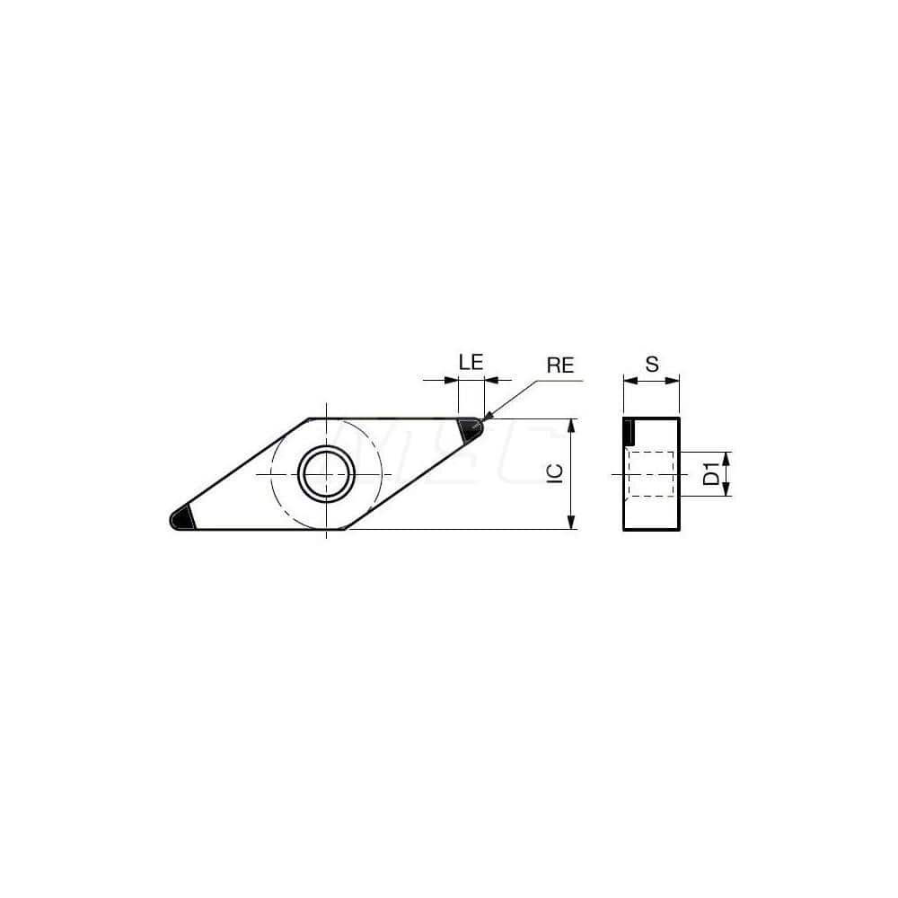 Turning Insert:  2QP-VNGA332-LC BXA20,  Polycrystalline Cubic Boron Nitride Coated Finish,  Neutral,  3/8″ Inscribed Circle,  0.0310″ Corner Radius,  35.0 &deg N/A Diamond,  Series  VNGA