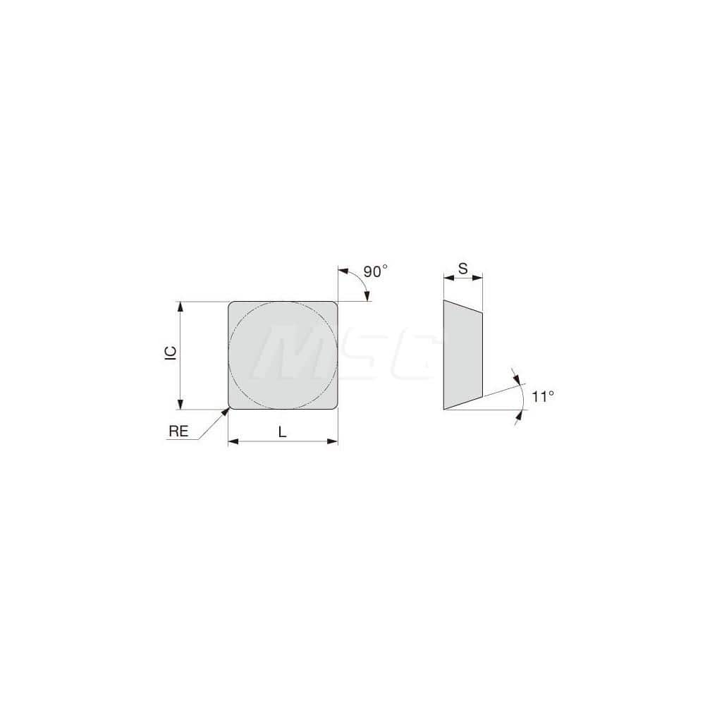 Turning Insert:  SPMN432 TH10,  Solid Carbide Uncoated Finish,  Neutral,  1/2″ Inscribed Circle,  0.0310″ Corner Radius,  90.0 &deg N/A Square,  Series  SPMN