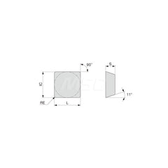 Turning Insert:  SPMN432 TH10,  Solid Carbide Uncoated Finish,  Neutral,  1/2″ Inscribed Circle,  0.0310″ Corner Radius,  90.0 &deg N/A Square,  Series  SPMN