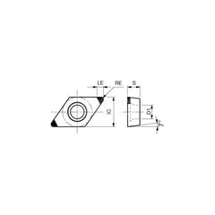 Turning Insert:  2QP-DCGW32.51-E BX815,  Polycrystalline Cubic Boron Nitride Uncoated Finish,  Neutral,  3/8″ Inscribed Circle,  0.0160″ Corner Radius,  55.0 &deg N/A Diamond,  Series  DCGW