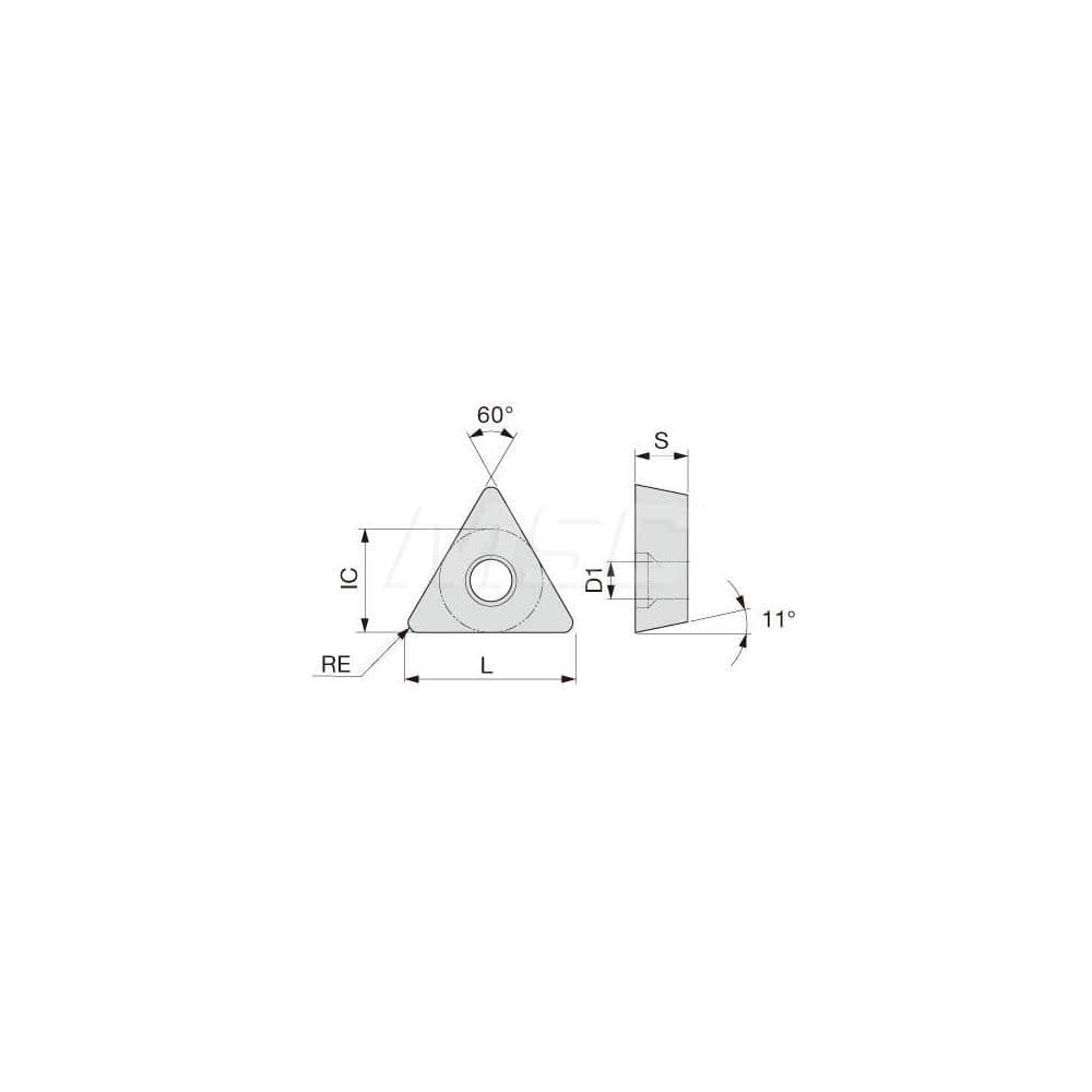 Turning Insert:  TPMT21.51PS T6130,  Solid Carbide TiCN & TiN Finish,  Neutral,  1/4″ Inscribed Circle,  0.0160″ Corner Radius,  60.0 &deg N/A Triangle,  Series  TPMT