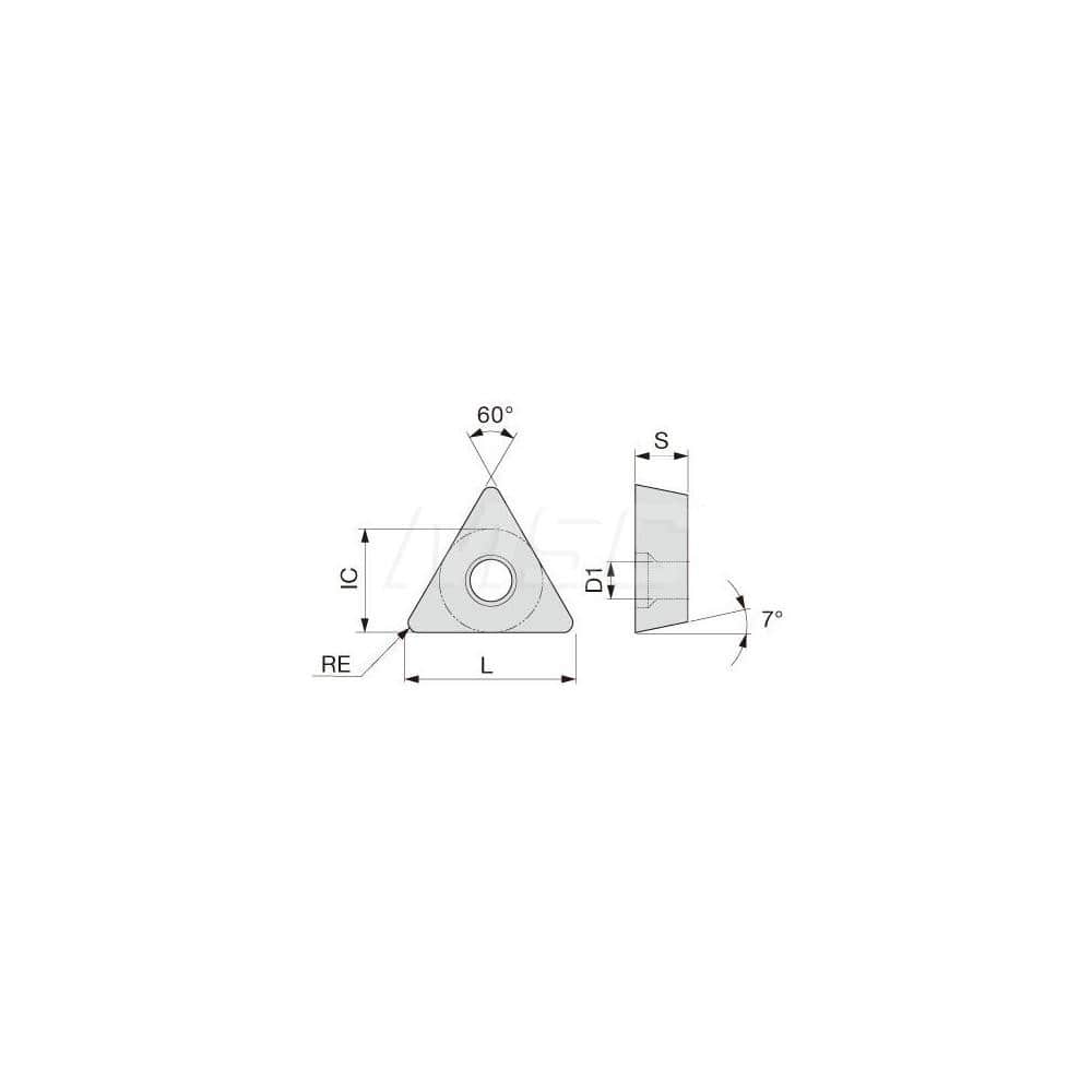 Turning Insert:  TCMT21.51PSF AH725,  Solid Carbide TiAlN Finish,  Neutral,  1/4″ Inscribed Circle,  0.0160″ Corner Radius,  60.0 &deg N/A Triangle,  Series  TCMT