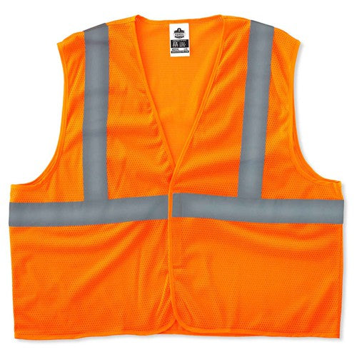 8205HL S/M Econo 2 Hook & Loop Orange Vest - Exact Tool & Supply
