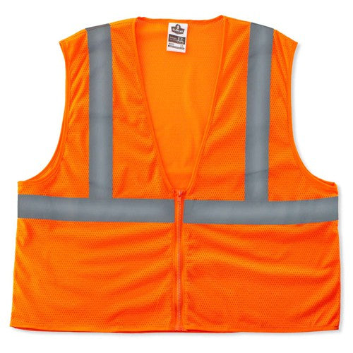 8205Z S/M Econo 2 Zipper Orange Vest - Exact Tool & Supply