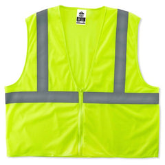 8205Z S/M Econo 2 Zipper Lime Vest - Exact Tool & Supply
