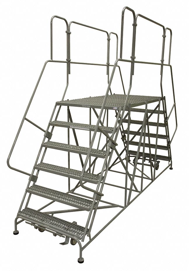 Rolling Work Platform, Steel, Dual Access Platform Style, 70" Platform Height