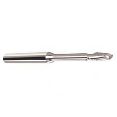 3mm Dia. - 3mm LOC - 57mm OAL - .25mm C/R  2 FL Carbide End Mill with 25mm Reach - Uncoated - Exact Tool & Supply