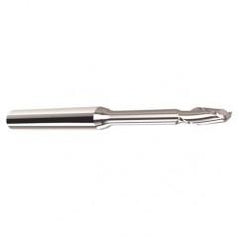 2.5mm Dia. - 3mm LOC - 38mm OAL - .25mm C/R  2 FL Carbide End Mill with 25mm Reach - Uncoated - Exact Tool & Supply