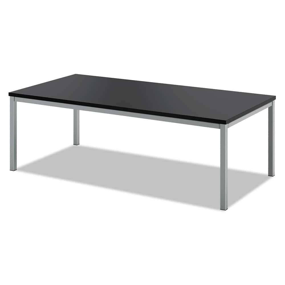 Basyx - Stationary Tables; Type: Breakroom ; Material: Melamine Top; Steel Base/Leg ; Color: Black Laminate; Silver Frame ; Height (Inch): 15-39/64 ; Length (Inch): 24 ; Width (Inch): 47-13/64 - Exact Tool & Supply