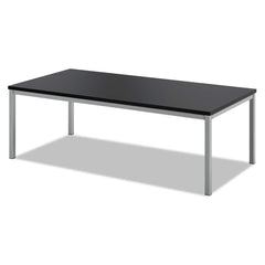 Basyx - Stationary Tables; Type: Breakroom ; Material: Melamine Top; Steel Base/Leg ; Color: Black Laminate; Silver Frame ; Height (Inch): 15-39/64 ; Length (Inch): 24 ; Width (Inch): 47-13/64 - Exact Tool & Supply