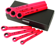 Insulated 7 Piece Metric Ratchet Wrench Set 8.0; 10.0; 12.0; 13.0; 14.0; 17.0; 19.0mm in Storage Case - Exact Tool & Supply