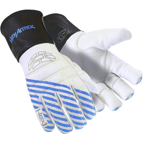 Winter Goatskin Leather Glove with Foam Impact Padding and Extended Gauntlet Cuff, Size XL