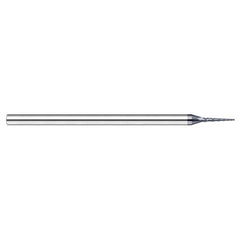 Miniature End Mills - Tapered Rib Cutters - 0.0450″ Cutter Diameter 0.4500″ Length of Cut 7 per side Carbide Tapered Ball End Mill, 3 Flutes, AlTiN Nano Coated - Exact Tool & Supply