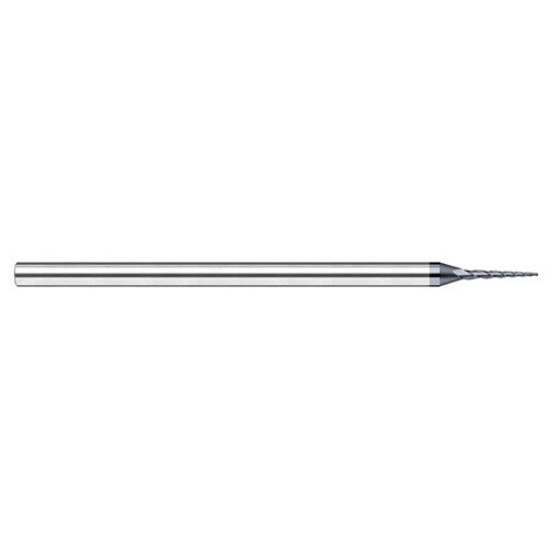 Miniature End Mills - Tapered Rib Cutters - 0.0300″ Cutter Diameter 0.3000″ Length of Cut 15 per side Carbide Tapered Ball End Mill, 3 Flutes, AlTiN Nano Coated - Exact Tool & Supply