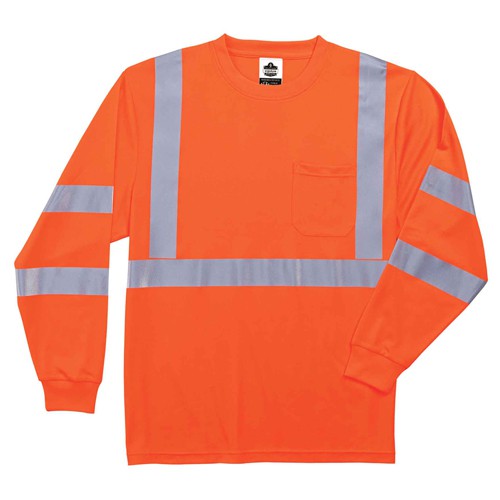 8391 3 XL Orange Long Sleeve T-Shirt Type R Class 3 - Exact Tool & Supply