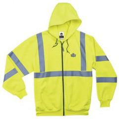 8392 M LIME ZIPPER HOODED SWEATSHIRT - Exact Tool & Supply