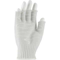 ‎22-615RHSM SS Engineered Yarn Glove - 3-strand Stainless Steel Wire Core/ /Poly - Hvy Wgt - Wht - Half-Finger - Exact Tool & Supply
