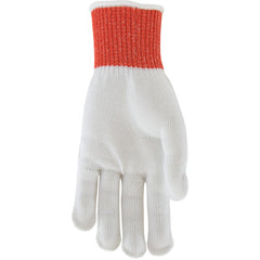 ‎22-760RC/M SS Engineered Yarn Glove - S-Steel/Silica Fiber w/Dyneema & Poly Cover - Medium Weight - Wht - Red Cuff - Exact Tool & Supply