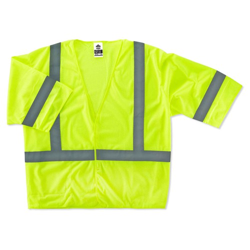 8310HL S/M Econo Class 3 Lime Hook & Loop Vest - Exact Tool & Supply