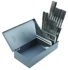 25 Piece-Range 1-13mm x 0.50mm-HSS-Bright Straight Shank/Straight Flute-Metal Index Chucking Reamers - Exact Tool & Supply