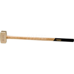 10 lb Brass Sledge Hammer, Non-Sparking, Non-Marring, 2-1/2 ™ Face Diam, 5-3/4 ™ Head Length, 35 ™ OAL, 32 ™ Wood Handle, Double Faced