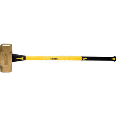 20 lb Brass Sledge Hammer, Non-Sparking, Non-Marring, 3 ™ Face Diam, 7-3/4 ™ Head Length, 37 ™ OAL, 33 Fiberglass Handle, Double Faced
