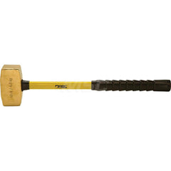 10 lb Brass Sledge Hammer, Non-Sparking, Non-Marring, 2-1/2 ™ Face Diam, 5-3/4 ™ Head Length, 25 ™ OAL, 22 ™ Fiberglass Handle, Double Faced