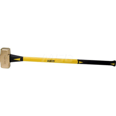 12 lb Brass Sledge Hammer, Non-Sparking, Non-Marring, 2-11/16 ™ Face Diam, 6 ™ Head Length, 36 ™ OAL, 33 ™ Fiberglass Handle, Double Faced
