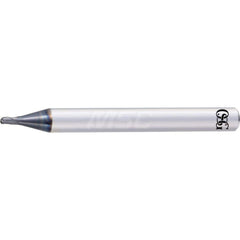 Ball End Mill: 0.1969″ Dia, 0.1969″ LOC, 3 Flute, Solid Carbide 60 mm OAL, 6 mm Shank Dia, 30 ° Helix, DUROREY Coated, Single End, Series 4730